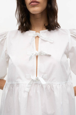 Ganni - Cotton Poplin Tie String Mini Dress