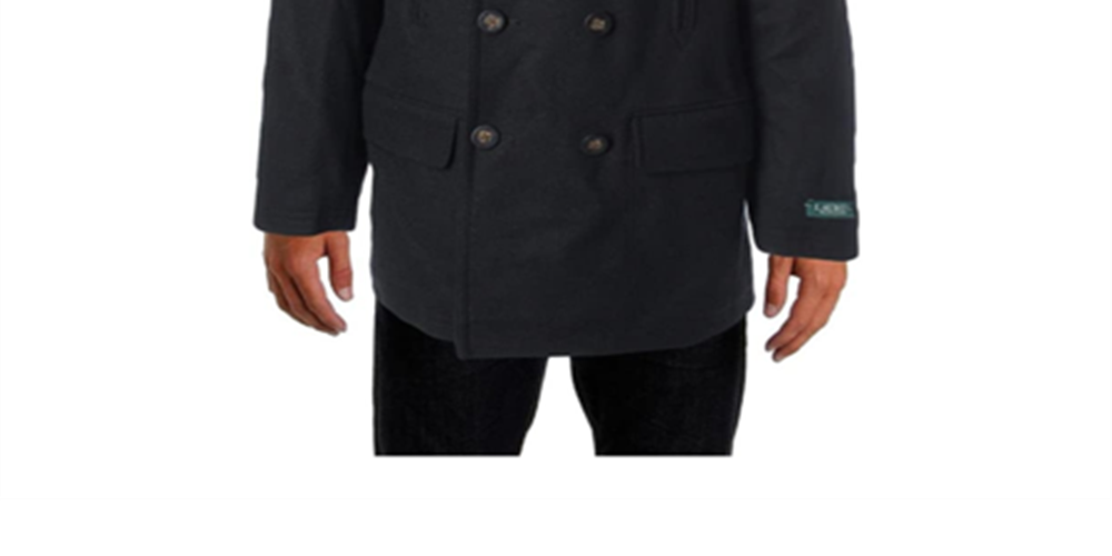 Ralph Lauren Men's Wool Blend Double Breasted Pea Coat Black Size 36