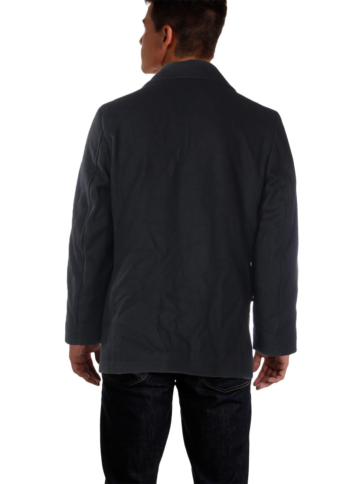 Ralph Lauren Men's Wool Blend Double Breasted Pea Coat Black Size 44