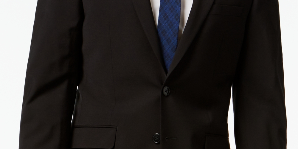 Calvin Klein Men's Infinite Stretch Solid Slim Fit Suit Jacket Black Size 44