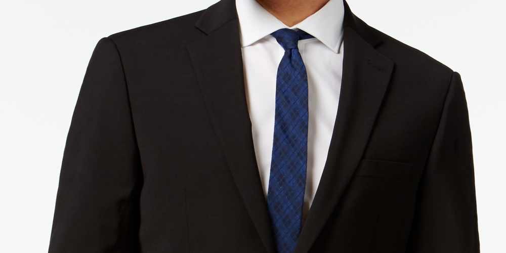 Calvin Klein Men's Infinite Stretch Solid Slim Fit Suit Jacket Black Size 44