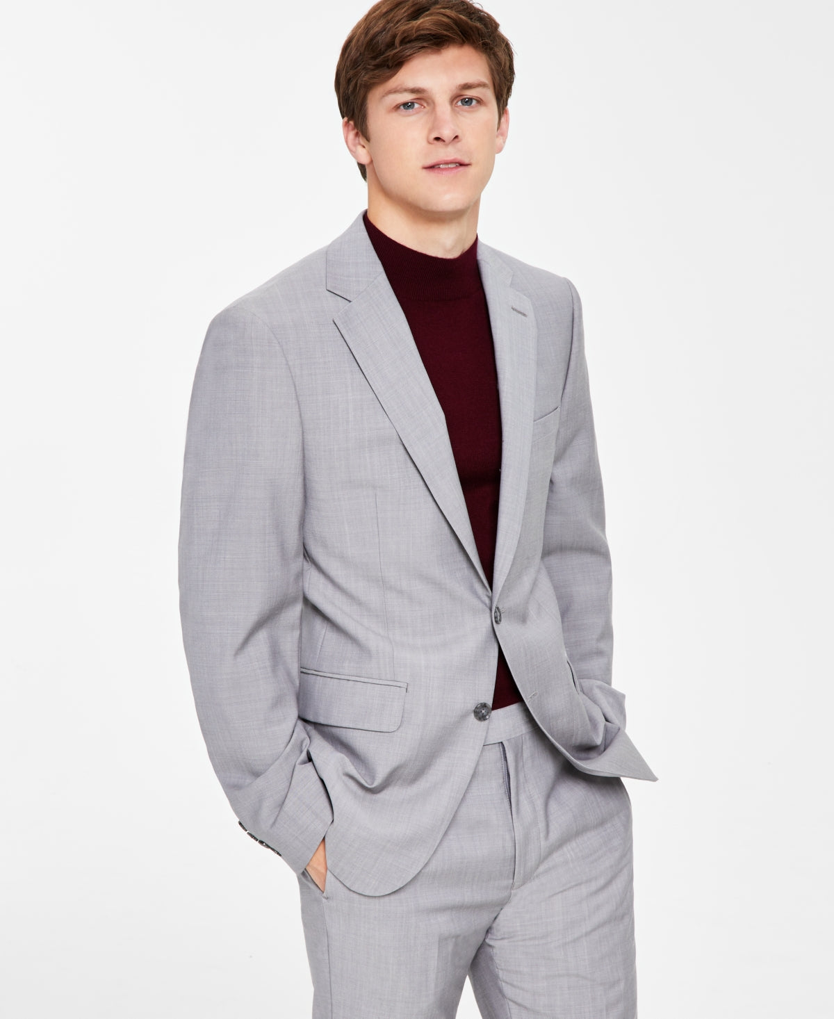 Calvin Klein Men's Infinite Stretch Solid Slim Fit Suit Jacket Gray Size 44