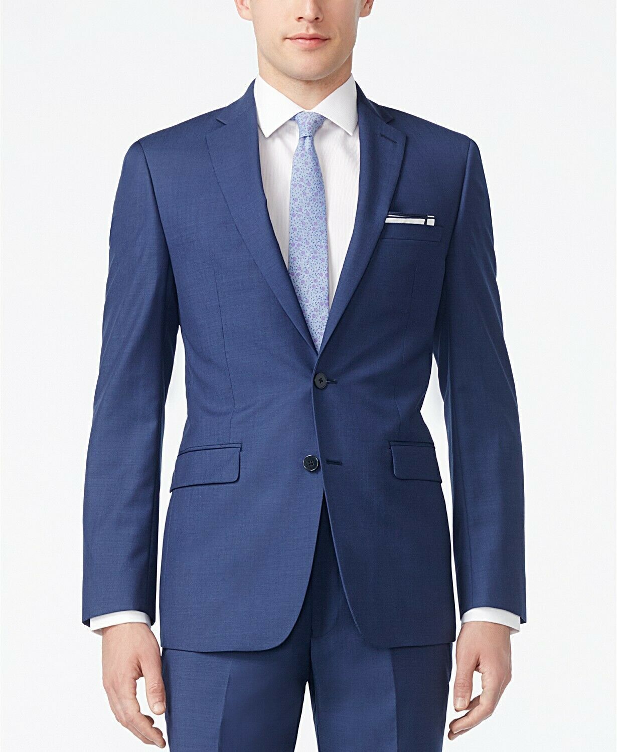Calvin Klein Men's Infinite Stretch Solid Slim Fit Suit Jacket Blue Size 42