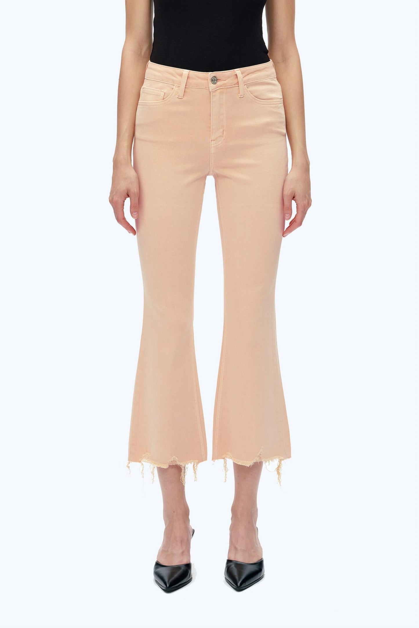 Bayeas - High Rise Vintage Crop Flare Denim Jeans