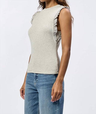 Dear John Denim - Ribbed Stretchy Top With Ruffle Sleeves
