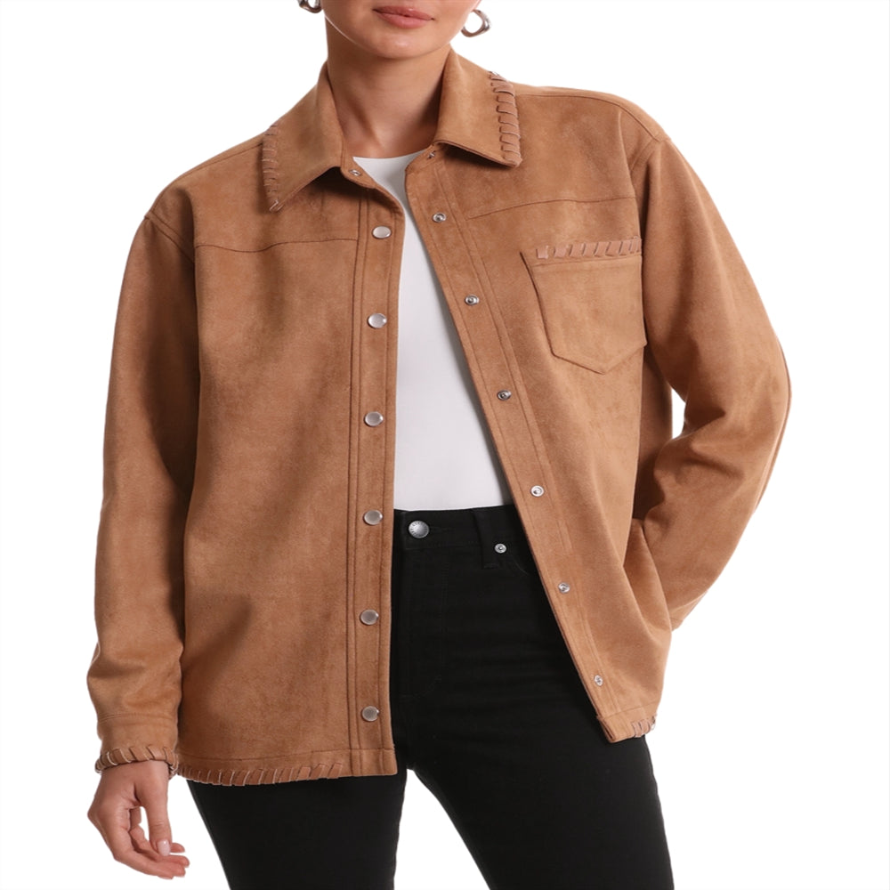 Bagatelle Faux Suede Shacket Camel