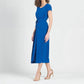 Clara Sun Woo - Soft Textured Rayon - Wrap Overlay Center Tie Midi Dress