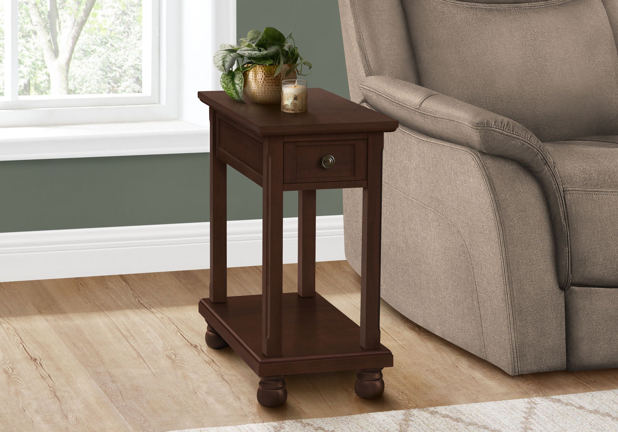 Accent End Table with Storage Drawer in Espresso Finish