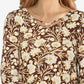 Ruby Rd. Women's Misses Floral Printed Criss Cross Neckline Top Black Size Large