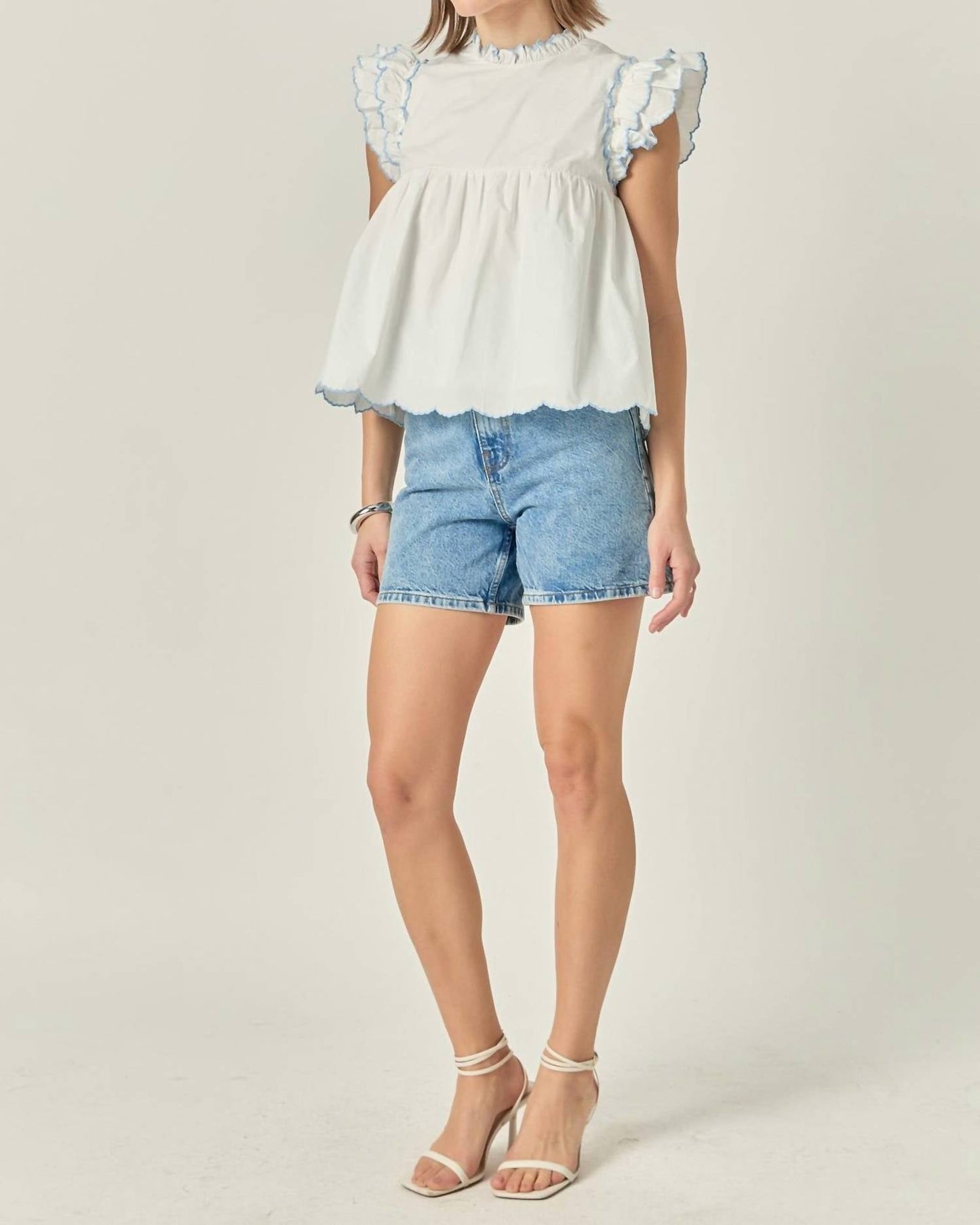 English Factory - Embroidered Scallop Top