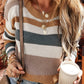 1 The Woman - Classic Round Neck Colorblock Knit Sweater