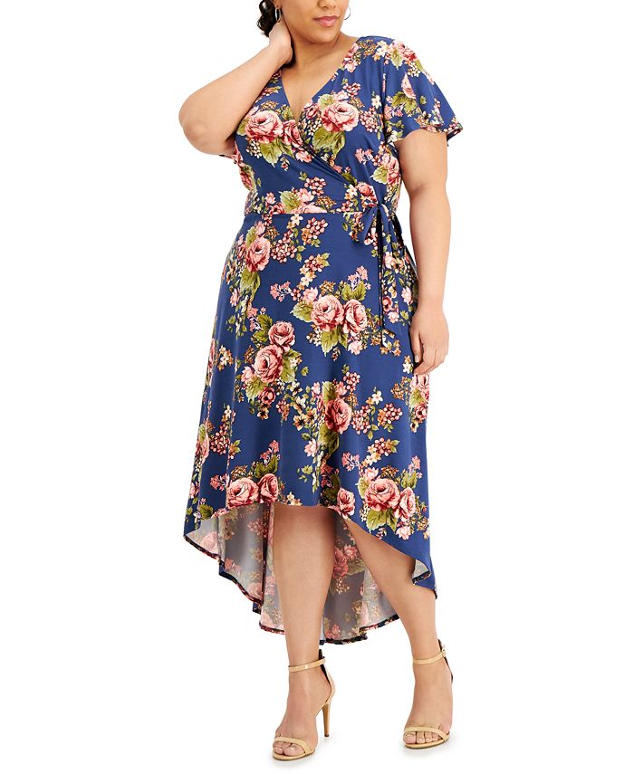 BCX Women's Trendy Plus High Low Dress Blue Size 2X