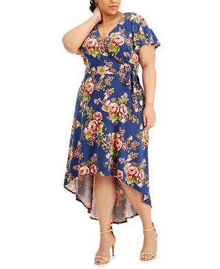 BCX Women's Trendy Plus High Low Dress Blue Size 2X