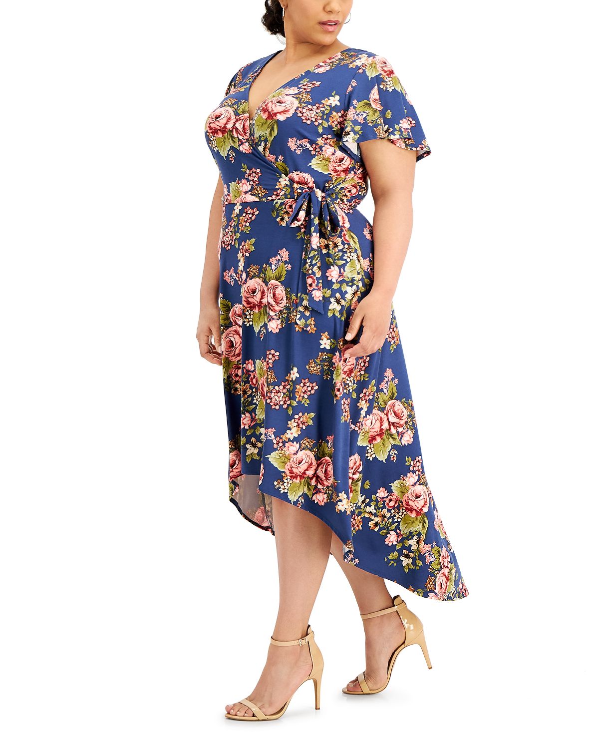 BCX Women's Trendy Plus High Low Dress Blue Size 2X