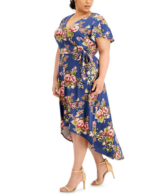 BCX Women's Trendy Plus High Low Dress Blue Size 2X