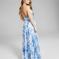 BCX Junior's Printed Mesh Gown Blue Size 9