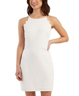 BCX Junior's Scalloped Low Back Bodycon Dress White Size X-Small