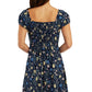 BCX Junior's Cutout Floral Fit & Flare Dress Blue Size Large