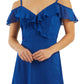BCX Junior's Ruffled Cold Shoulder Dress Blue Size Medium