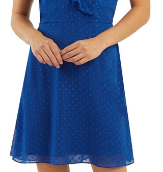 BCX Junior's Ruffled Cold Shoulder Dress Blue Size Medium