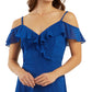 BCX Junior's Ruffled Cold Shoulder Dress Blue Size X-Large