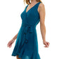 BCX Junior's Ruffle Hem Faux Wrap Dress Blue Size Medium