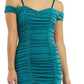 BCX Junior's Ruched Off Shoulder Bodycon Dress Blue Size Large