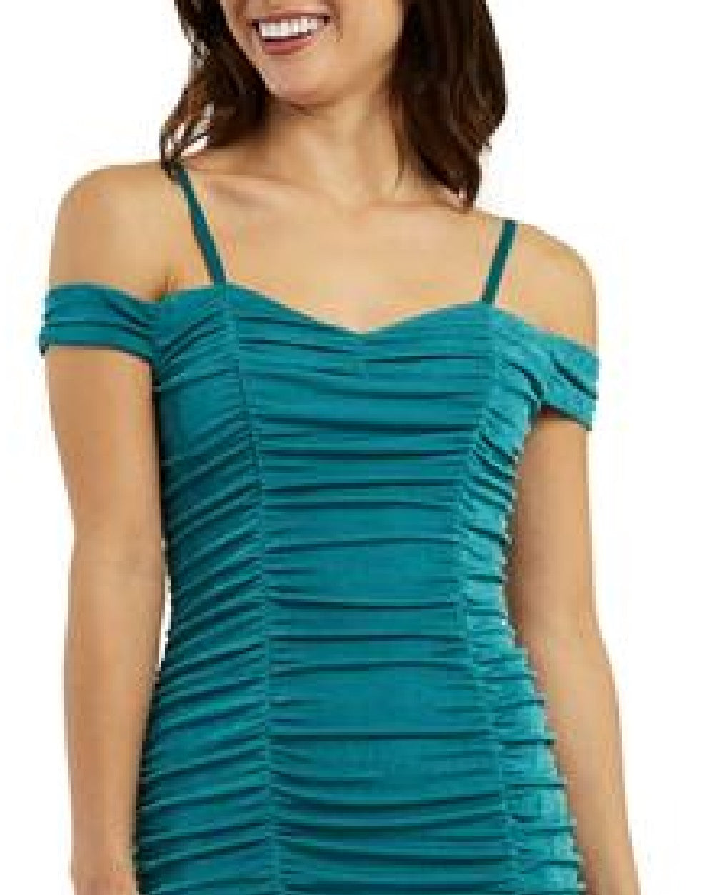 BCX Junior's Ruched Off Shoulder Bodycon Dress Blue Size Large