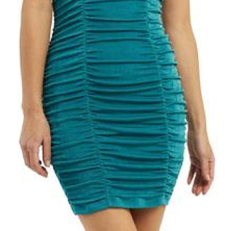 BCX Junior's Ruched Off Shoulder Bodycon Dress Blue Size Large