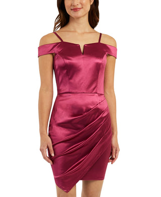 BCX Junior's Off The Shoulder Asymmetrical Dress Red Size 9