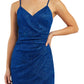 BCX Junior's Glitter Faux Wrap Bodycon Dress Blue Size Small