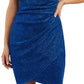 BCX Junior's Glitter Faux Wrap Bodycon Dress Blue Size Small