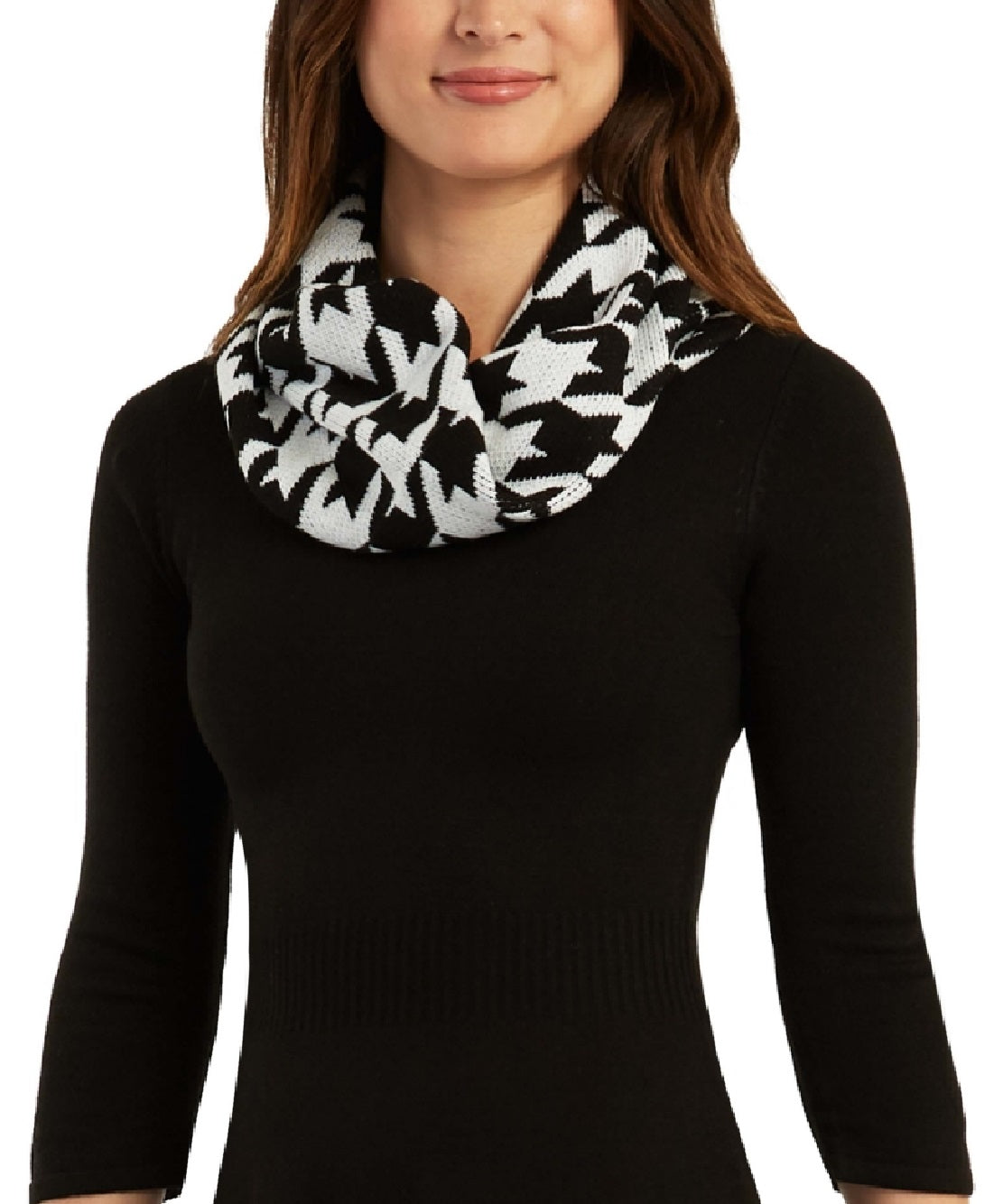 BCX Junior's Printed Scarf Fit & Flare Sweater Dress Black Size X-Large