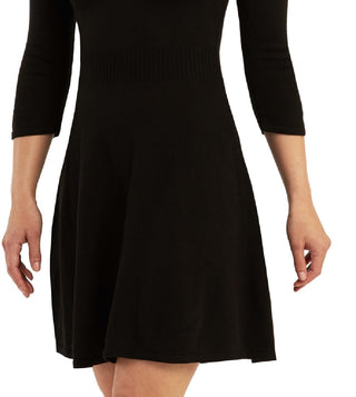 BCX Junior's Printed Scarf Fit & Flare Sweater Dress Black Size X-Large