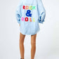 Davi & Dani - Multi Color Letters Fringed Hem Detail Shirt