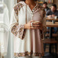 Pol - Oversize Long Sleeve Floral Patch Two Tone Hoodie Top