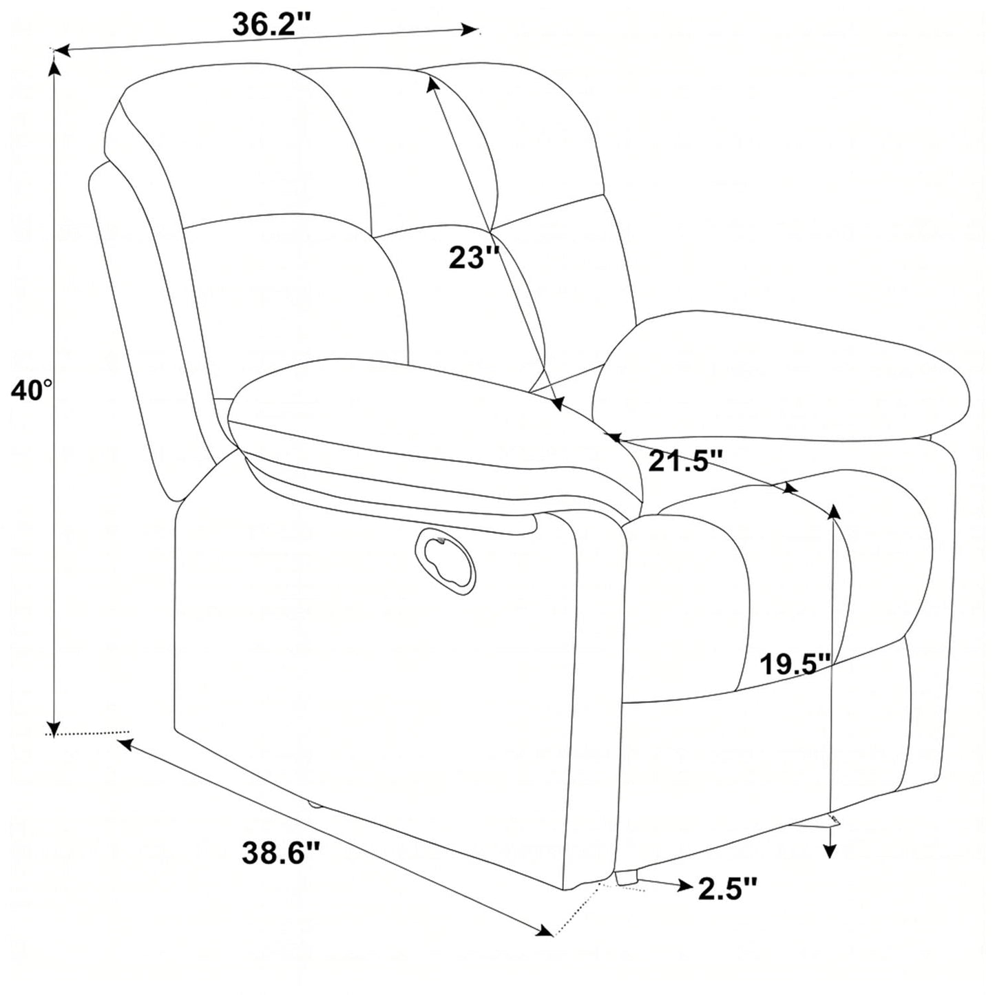 Devonaire - Manual Recliner With Padded Arms - Dark Brown