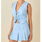 Baby Pink - Women's Front Tie Top And Skort Set