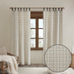 Plaid Faux Leather Tab Top Curtain Panel with Fleece Lining