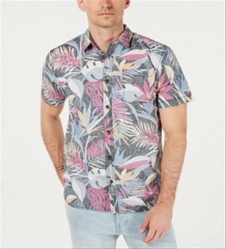 O'Neill Men's Sessions Modern Fit Tropical Print Shirt Black Size XL