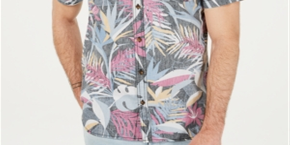 O'Neill Men's Sessions Modern Fit Tropical Print Shirt Black Size XL