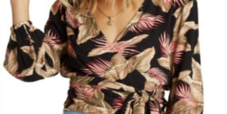 Billabong Women's Love Wrapped Crop Top Black Size Large