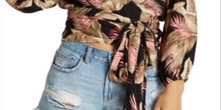 Billabong Women's Love Wrapped Crop Top Black Size Large