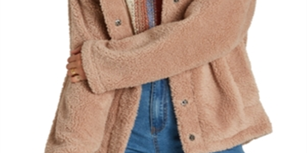 Billabong Women's Cozy Days Faux Fur Jacket Beige Size Medium