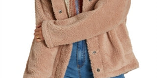 Billabong Women's Cozy Days Faux Fur Jacket Beige Size Medium