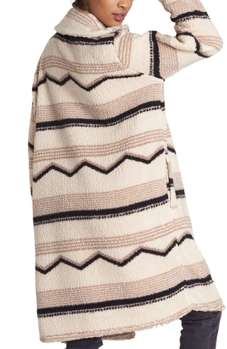 Billabong Women's Open Cardigans Stripe Zigzag Montreal Duster Brown Size Large