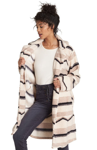 Billabong Women's Open Cardigans Stripe Zigzag Montreal Duster Brown Size Large