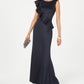Jessica Howard Women's Ruffled Glitter Gown Blue Size 12