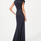Jessica Howard Women's Ruffled Glitter Gown Blue Size 12