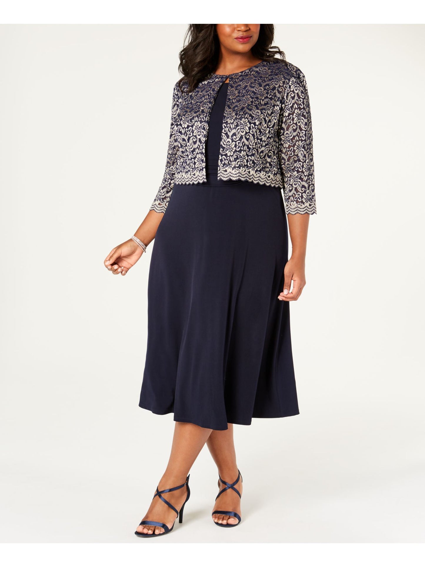 Jessica Howard Women's Floral Jacket Blue Size 14W
